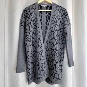 Neiman Marcus Cashmere House Open Cardigan Snake Print Sweater Sz Small